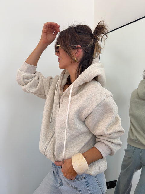 Veste sweat à zip - greige