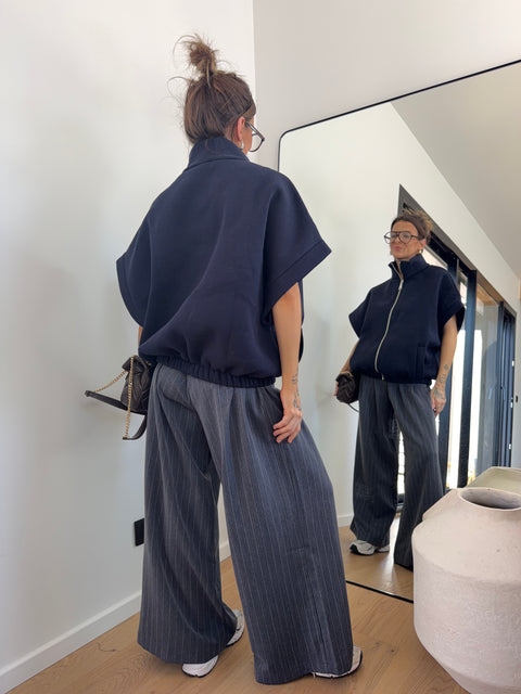 Veste sweat à zip - bleu marine