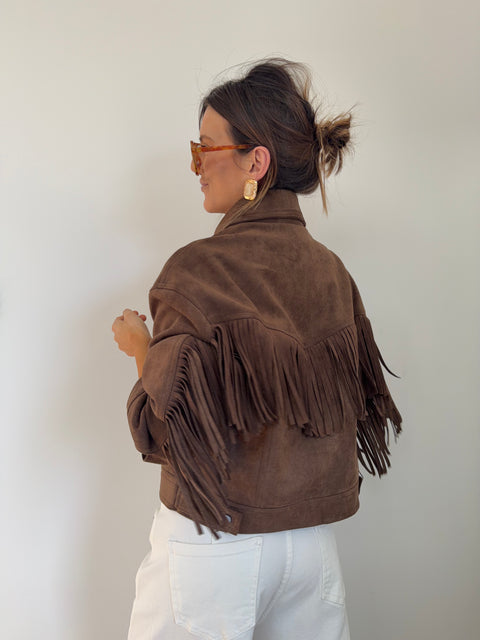 Veste à franges - marron