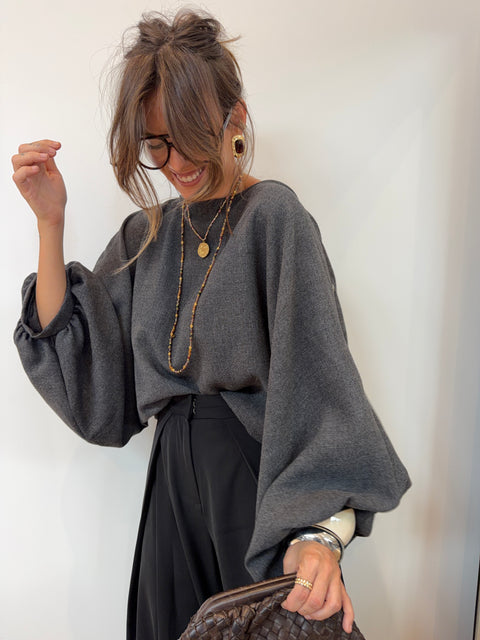 Haut manches bouffantes - IBIZA gris