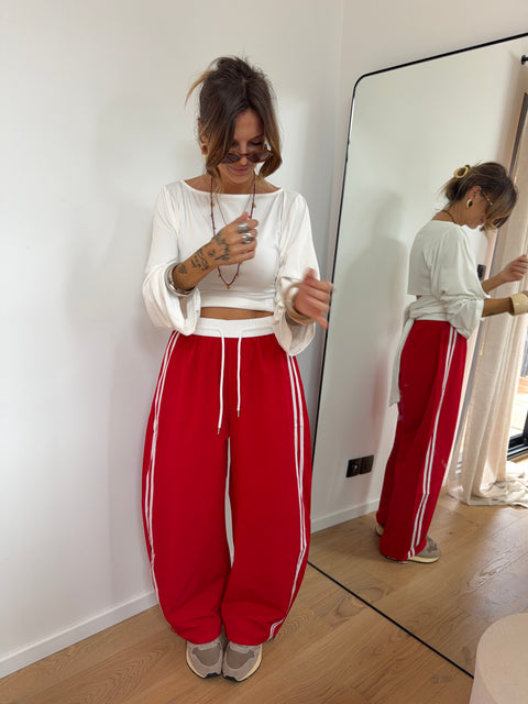 Pantalon à bandes - rouge et blanc