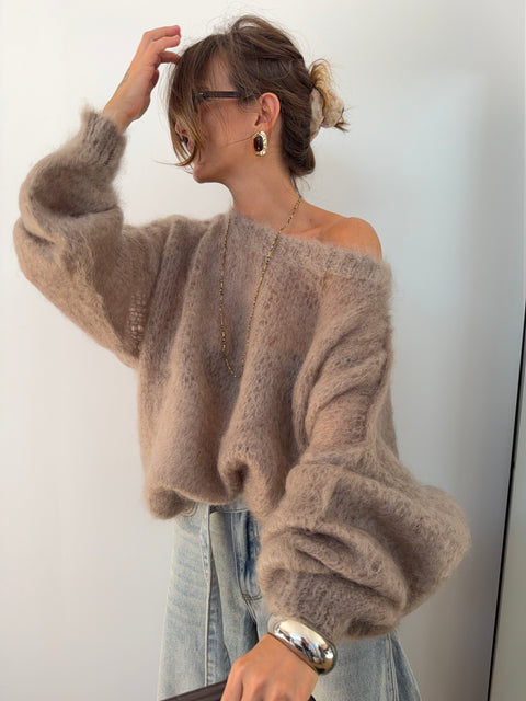 Pull 80% Mohair - taupe