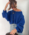 Pull asymétrique manches longues - bleu électrique