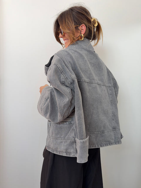 Veste en jean oversize - grise