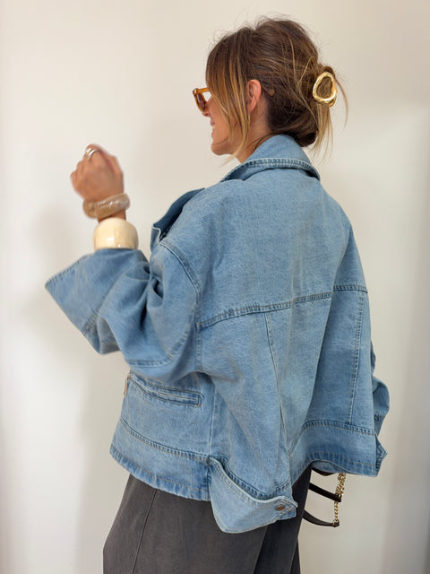 Veste en jean oversize - bleu clair