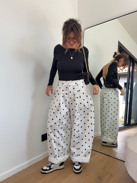 Pantalon Jacks à pois - blanc