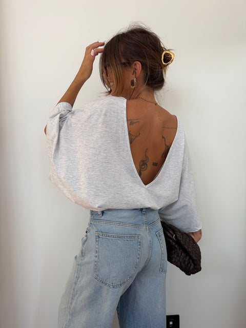 T-shirt Lover's dos nu V - gris chiné