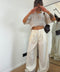 Pantalon droit à détails - beige