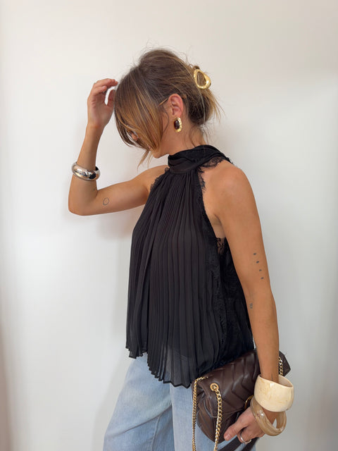Haut dentelle en transparence - noir