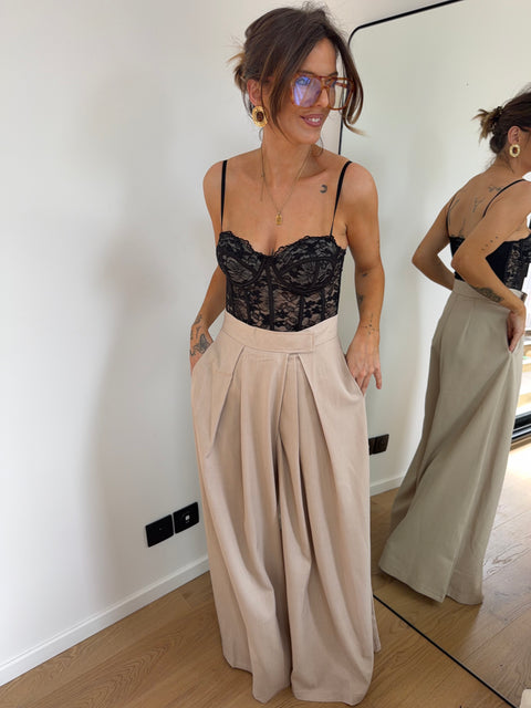 Pantalon à scratch - beige