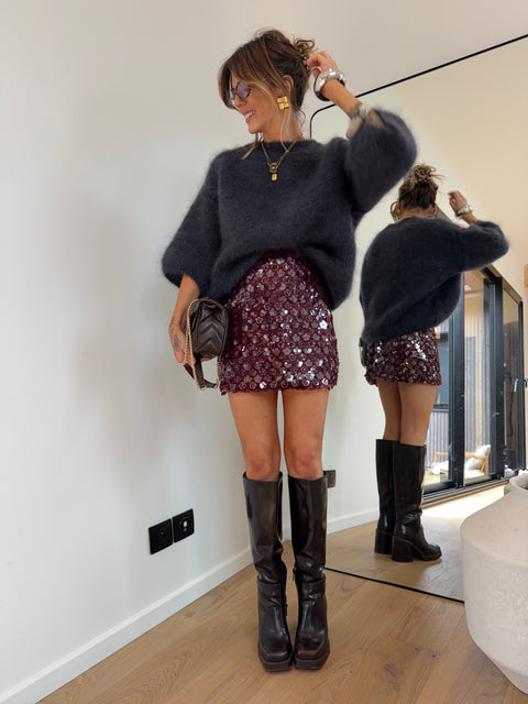 Pull en Mohair manches 3/4 - gris