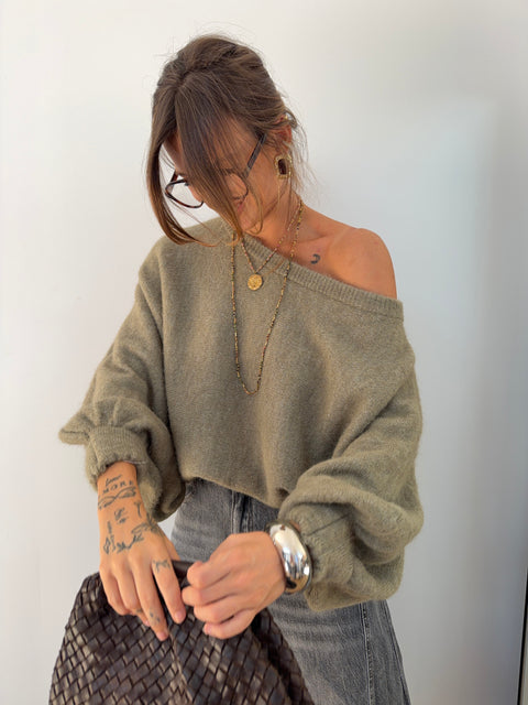 Pull asymétrique - vert olive