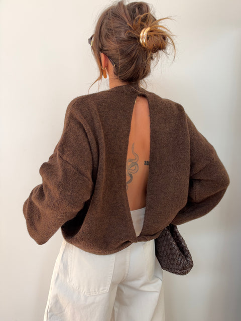 Pull manches longues dos nu - choco