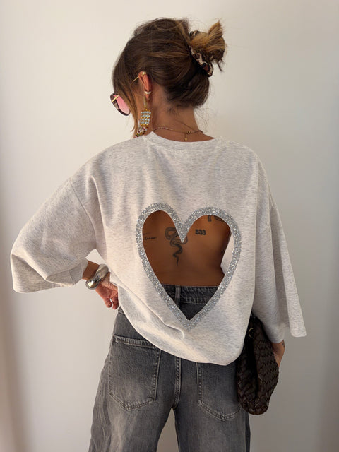 T-shirt coeur - gris