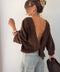 Pull dos nu à noeud - chocolat