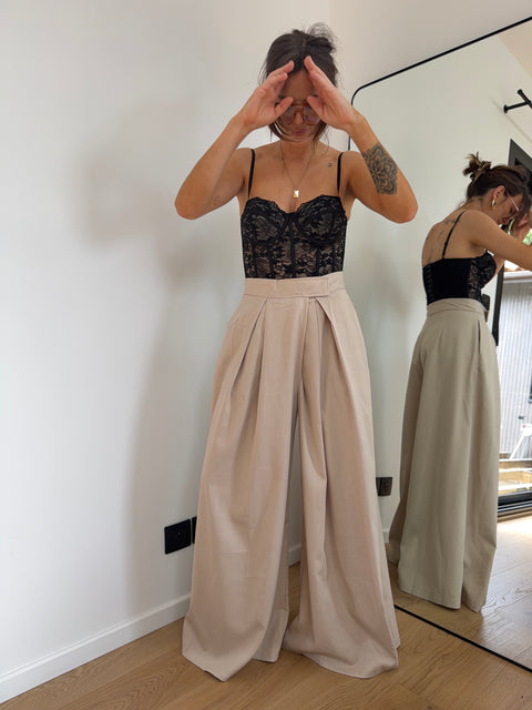 Pantalon à scratch - beige