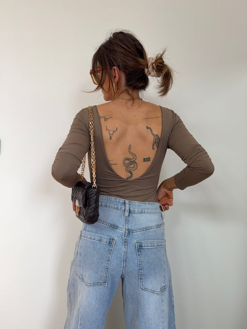 Body manches longues - taupe
