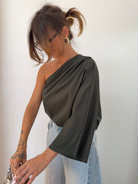 T-shirt asymétrique - kaki