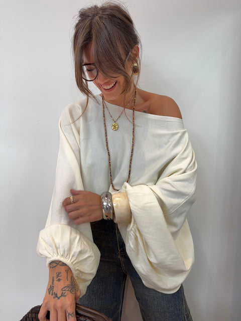 Pull manches oversize - crème