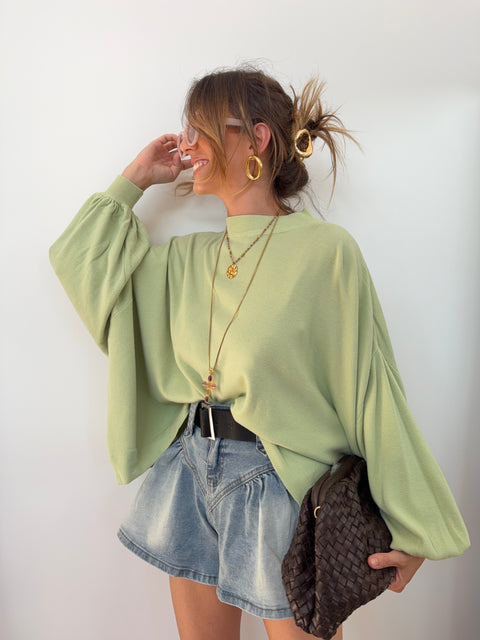 Pull manches chauve souris - vert