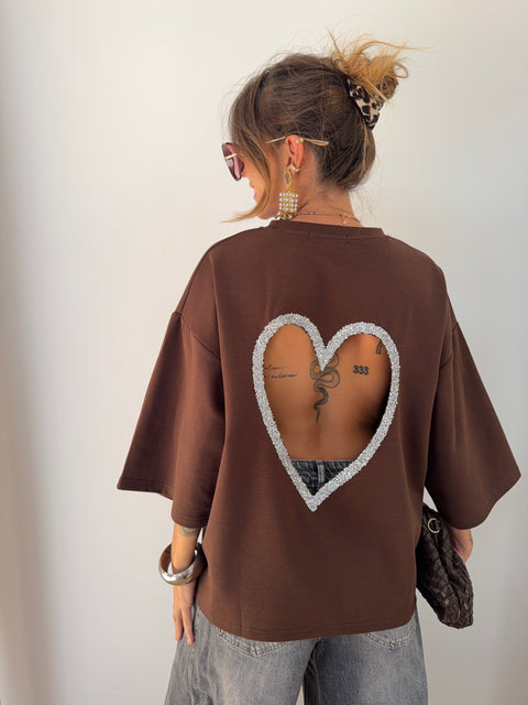 T-shirt coeur - chocolat