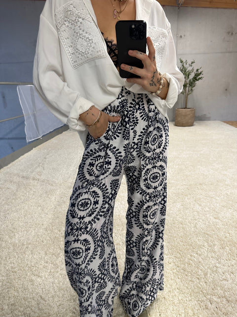 PANTALON BRODERIE - NAVY