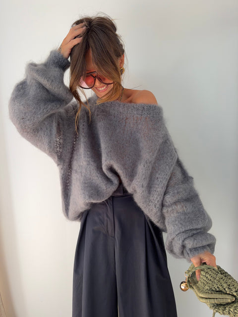 Pull 80% Mohair - gris