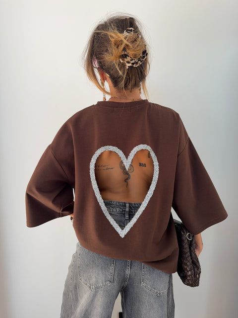 T-shirt coeur - chocolat