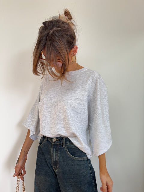 Sweat manches 3/4 - gris chiné