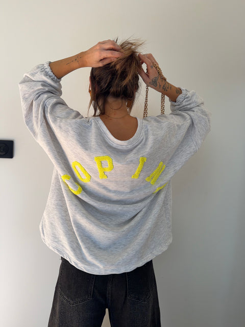 Sweat Copine - gris et jaune fluo (pré commandé)