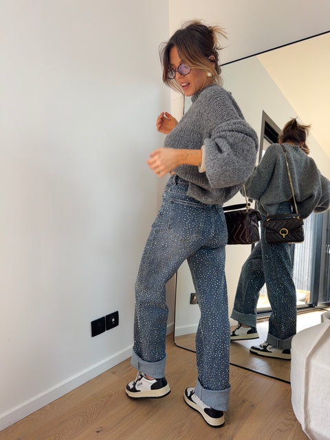 Jeans à strass - bleu