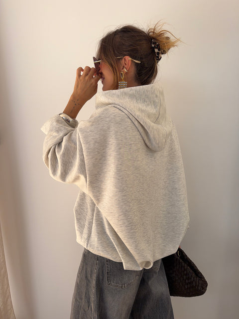 Veste à capuche oversize grise chiné