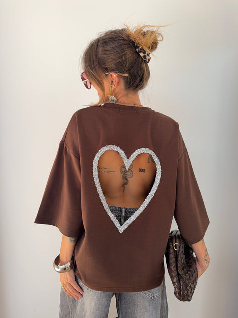 T-shirt coeur - chocolat