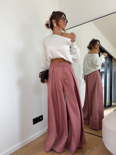 Pantalon à scratch - vieux rose