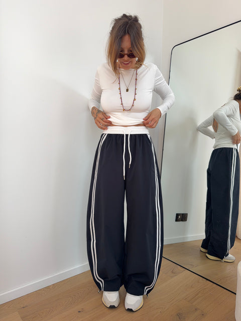 Pantalon à bandes - marine et blanc