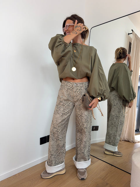 Jeans droit léopard clair