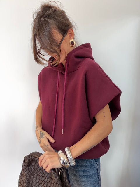Sweat oversize à capuche - prune