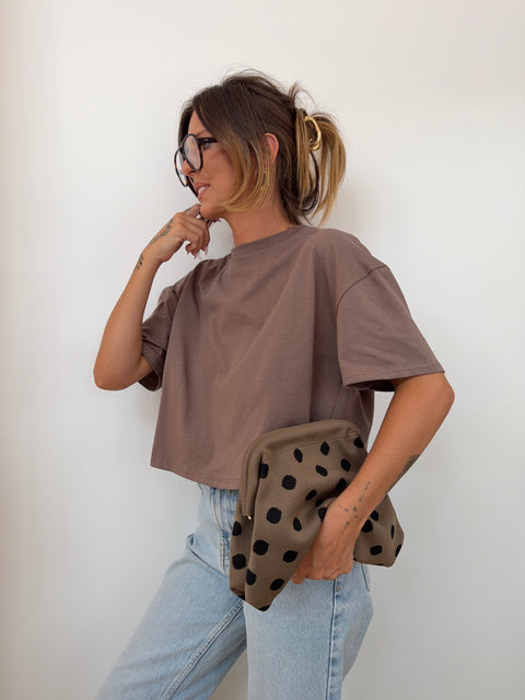 Pochette - à pois taupe