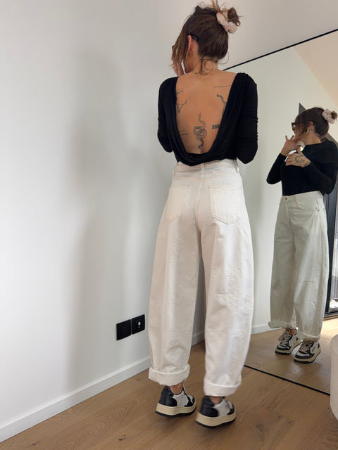 Jeans à détails fleuris beige