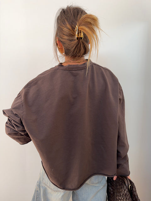 Haut col V - chocolat