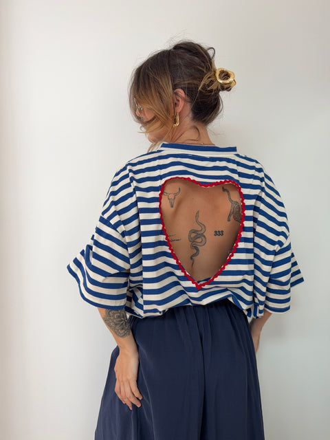 T-shirt coeur - bleu roi