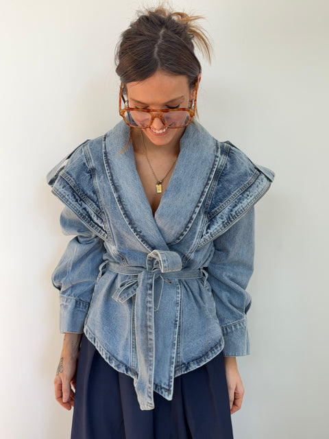 Veste en jeans - détails zipés