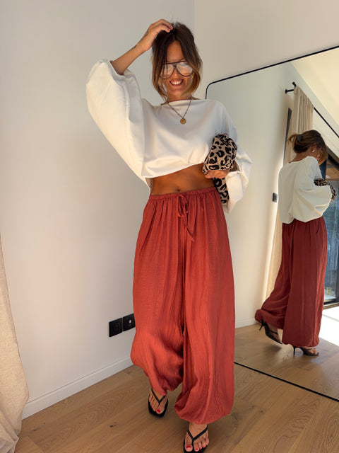 Pantalon en viscose - terracotta