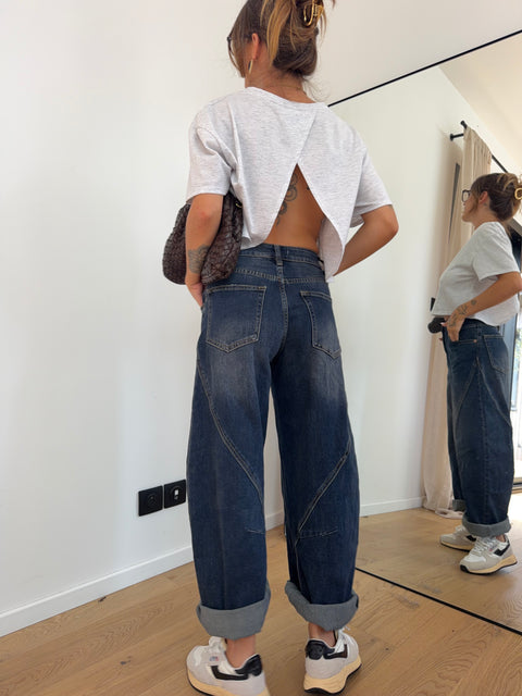 Jeans ballon - bleu brut