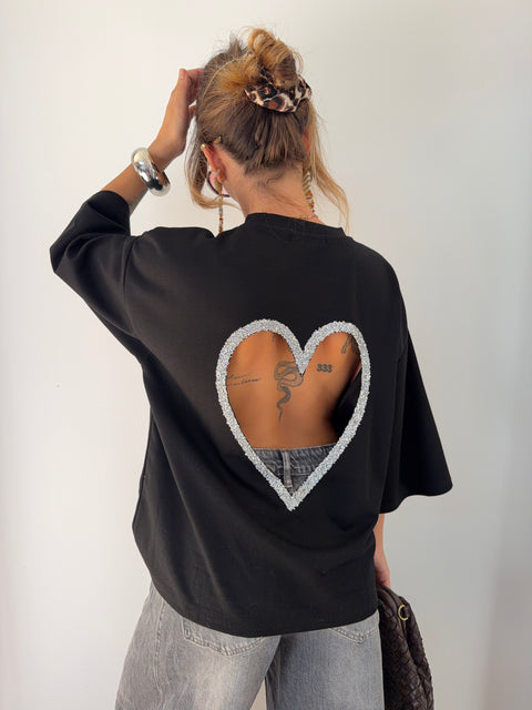 T-shirt coeur - noir