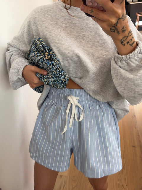 Short d'été rayé - bleu