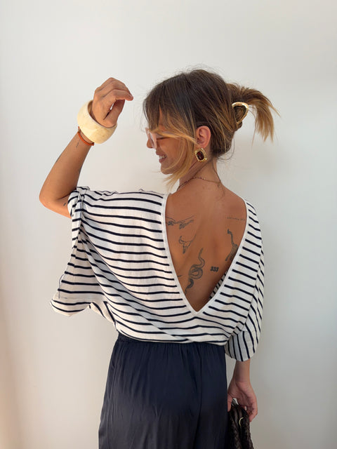 Pull fin dos en V Lover's - rayé bleu (envoi à partir du 18/07)