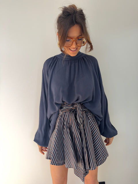 Chemise manches ouvertes - bleu gris
