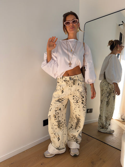 Jeans à motifs Lou - beige