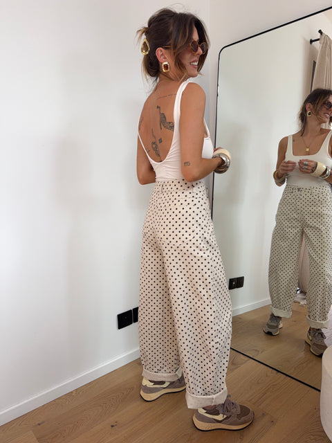 Jeans à pois - beige et choco